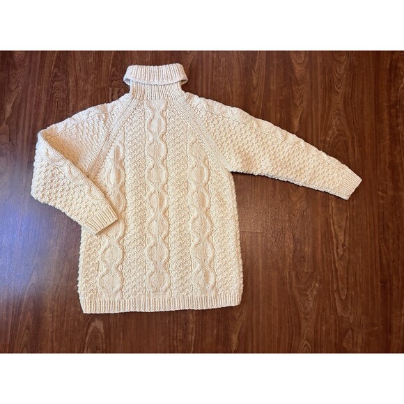 Vintage Triunfante Wool Turtleneck Fisherman Sweater Chunky Cable Knit Handmade - Picture 7 of 7